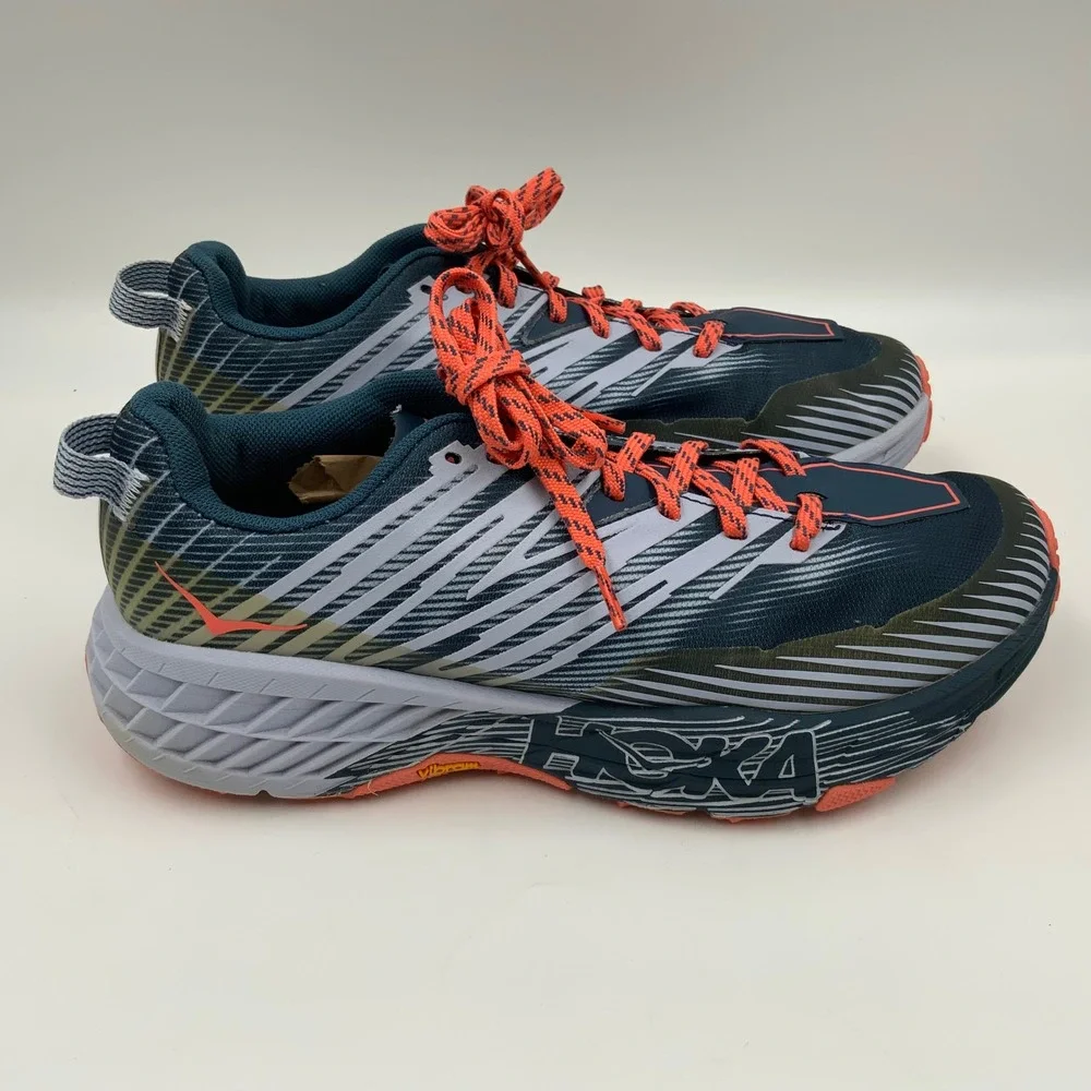 Hoka One One Speedgoat 4 Trail Running Shoes Navy Grey Coral Women Low Top